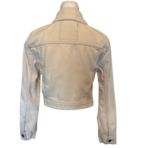 Hollister Kids Corduroy Cropped Jacket Girl Power Girly Small Cream Y2K Preppy - Picture 3 of 10